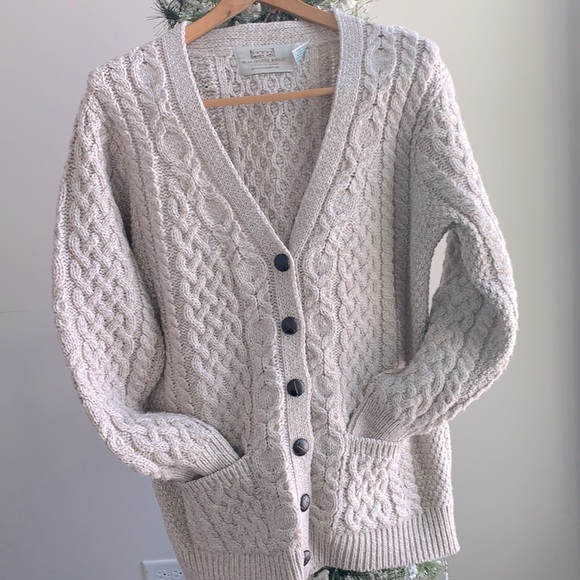 ARAN SWEATER MARKET CHUNKY WOOL CARDIGAN - Picture 1 of 2